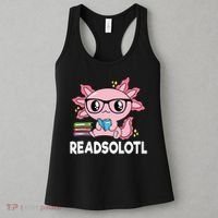 Readsolotl  Kawaii Axolotl Book Lover Funny Reading Women's Tank Top thumb 3