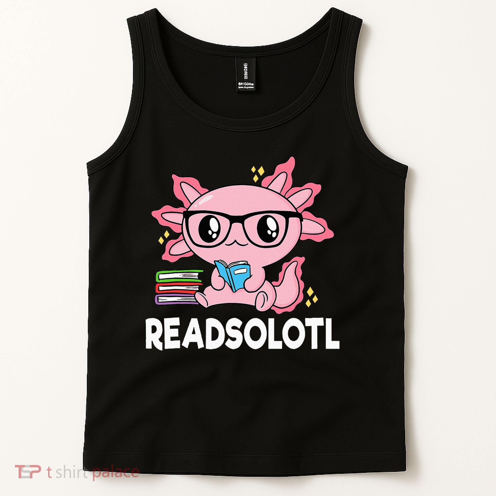 Readsolotl  Kawaii Axolotl Book Lover Funny Reading Tank Top