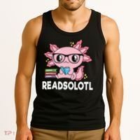 Readsolotl  Kawaii Axolotl Book Lover Funny Reading Tank Top thumb 3