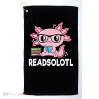 Readsolotl  Kawaii Axolotl Book Lover Funny Reading Golf Towel thumb 0