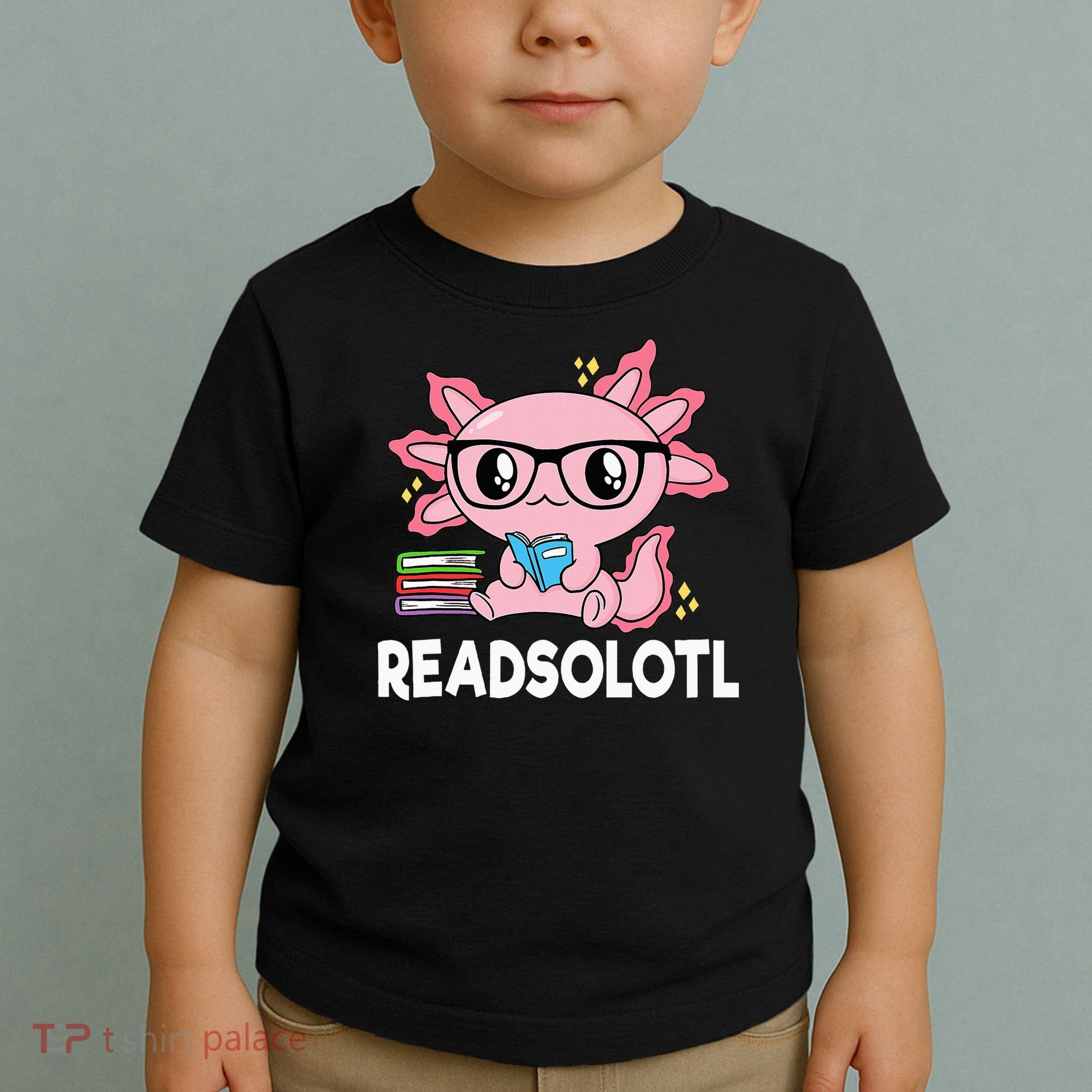Readsolotl  Kawaii Axolotl Book Lover Funny Reading Toddler T-Shirt