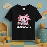 Readsolotl  Kawaii Axolotl Book Lover Funny Reading Toddler T-Shirt thumb 3