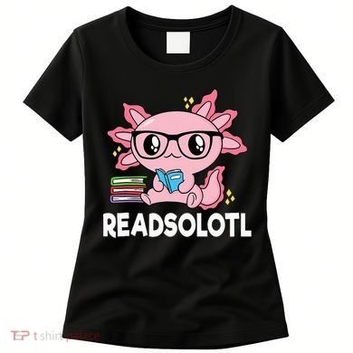 Readsolotl  Kawaii Axolotl Book Lover Funny Reading Women's T-Shirt