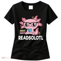 Readsolotl  Kawaii Axolotl Book Lover Funny Reading Women's T-Shirt thumb 0