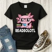 Readsolotl  Kawaii Axolotl Book Lover Funny Reading Women's T-Shirt thumb 3