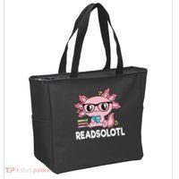 Readsolotl  Kawaii Axolotl Book Lover Funny Reading Tote Bag thumb 2