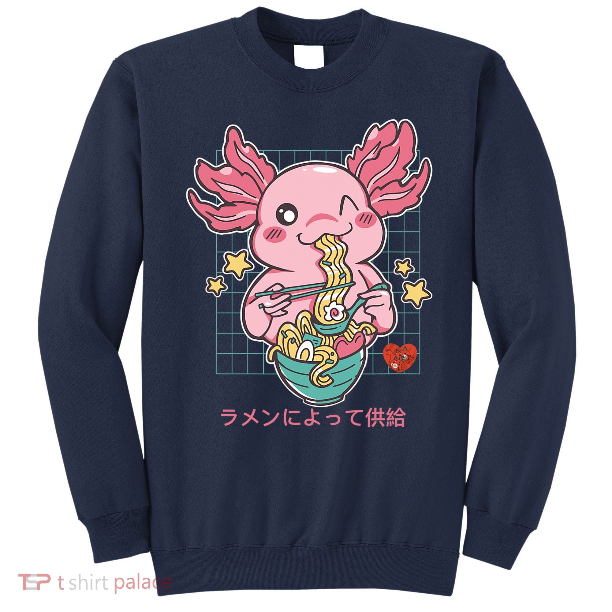 Ramen Kawaii Axolotl Eating Ramen Noodles Anime Sweatshirt