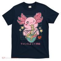 Ramen Kawaii Axolotl Eating Ramen Noodles Anime T-Shirt thumb 0