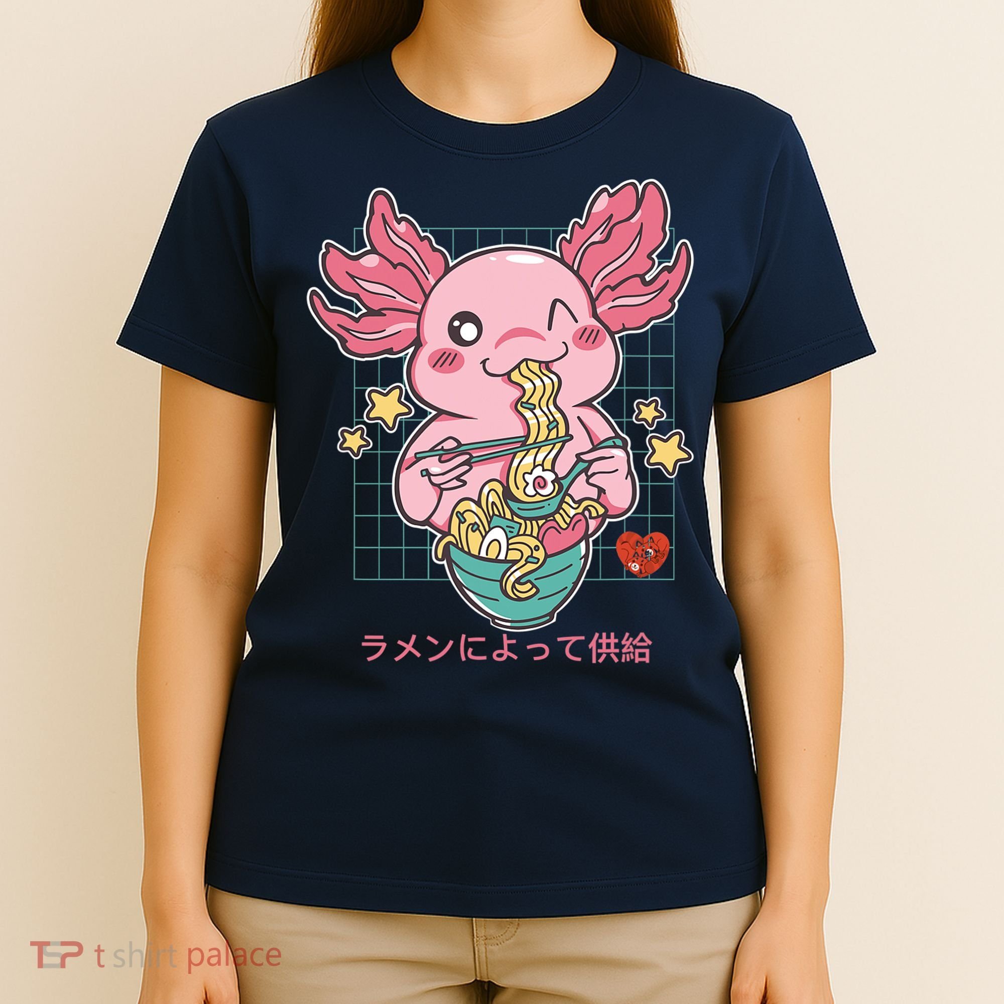 Ramen Kawaii Axolotl Eating Ramen Noodles Anime T-Shirt