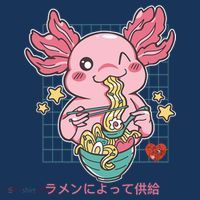 Ramen Kawaii Axolotl Eating Ramen Noodles Anime Women's Tank Top thumb 5