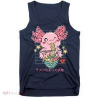 Ramen Kawaii Axolotl Eating Ramen Noodles Anime Tank Top thumb 0