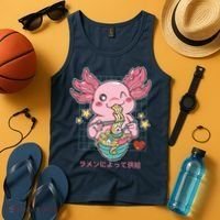 Ramen Kawaii Axolotl Eating Ramen Noodles Anime Tank Top thumb 4