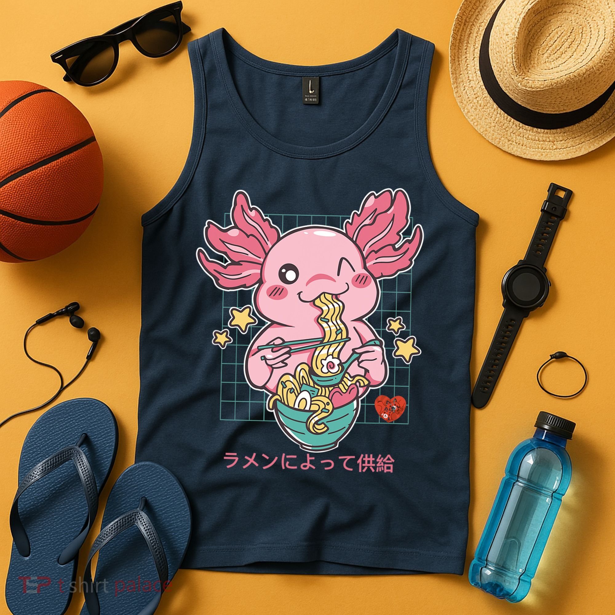 Ramen Kawaii Axolotl Eating Ramen Noodles Anime Tank Top