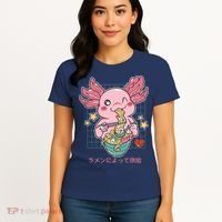 Ramen Kawaii Axolotl Eating Ramen Noodles Anime Women's T-Shirt thumb 4