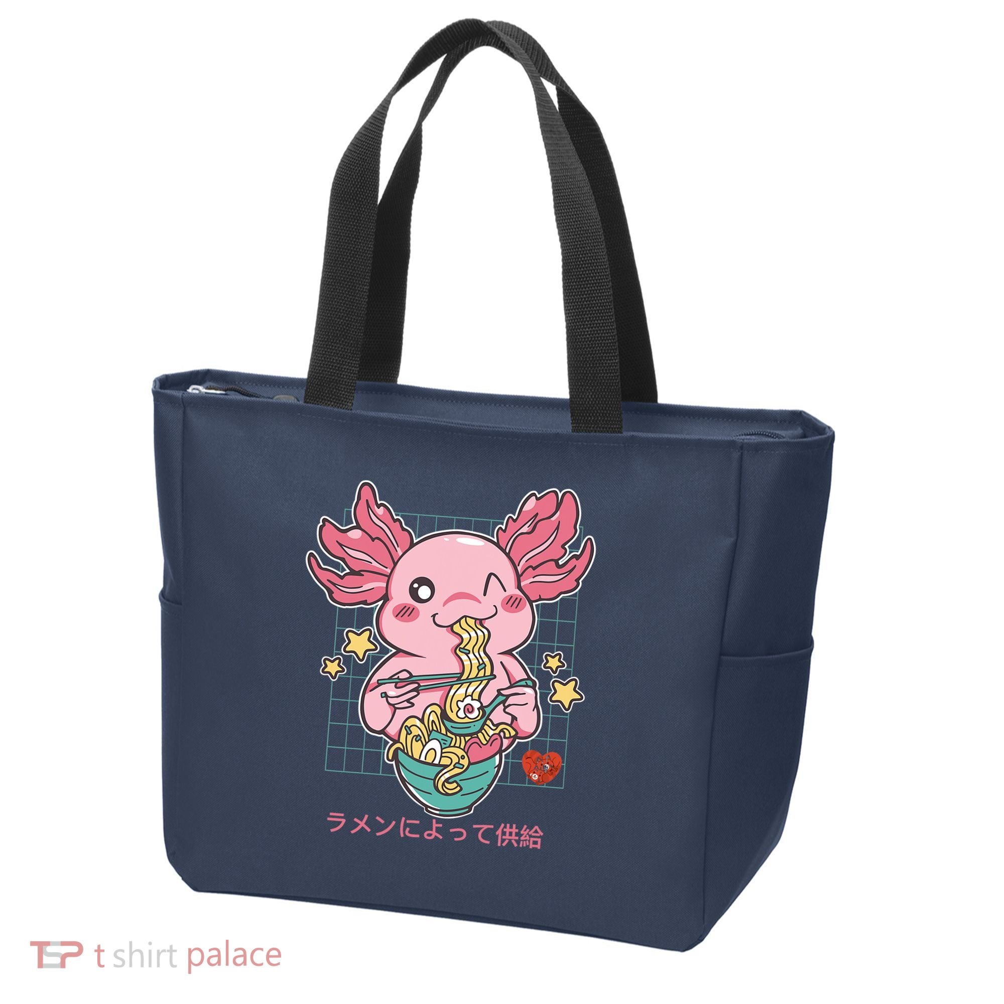 Ramen Kawaii Axolotl Eating Ramen Noodles Anime Tote Bag