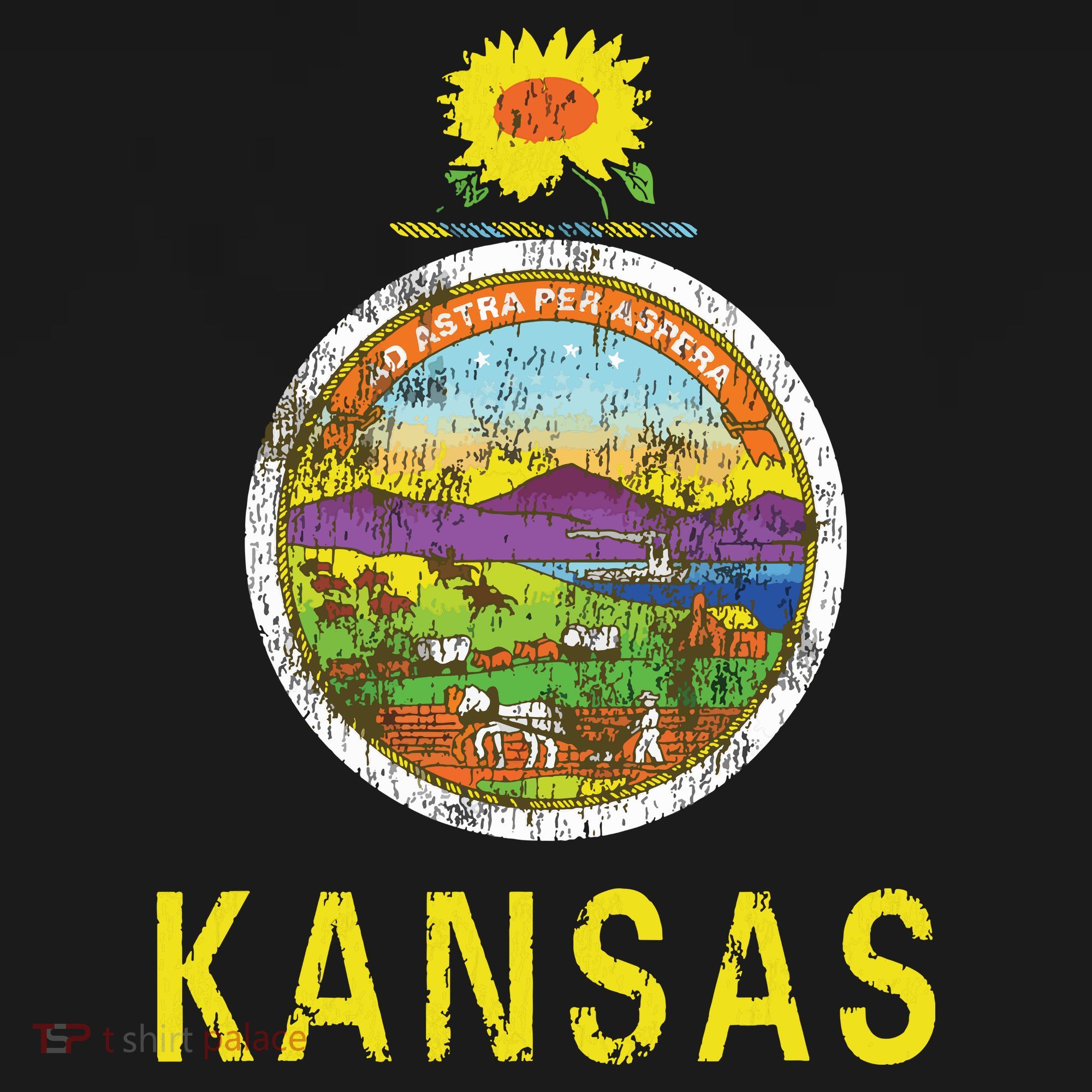Retro Kansas Flag Vintage Ks Souvenir Gift T-Shirt