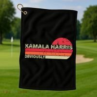 Retro Kamala Harris Obviously Harris Obviously Golf Towel thumb 1