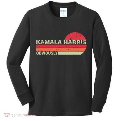 Retro Kamala Harris Obviously Harris Obviously Kids Long Sleeve Shirt