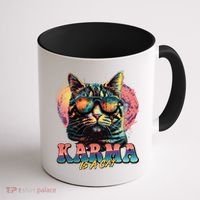 Retro Karma Is A Cat Coffee Mug thumb 1
