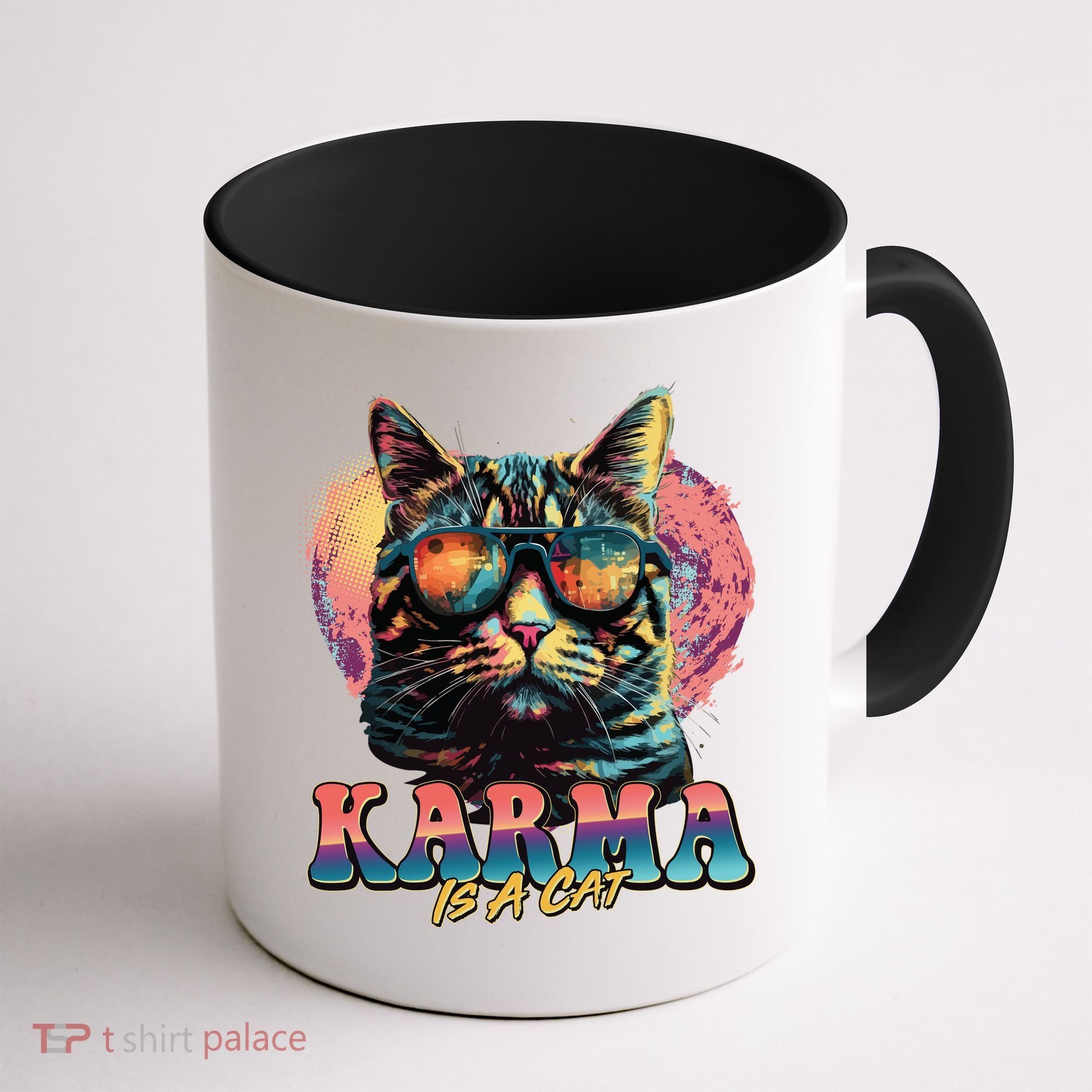 Retro Karma Is A Cat Coffee Mug