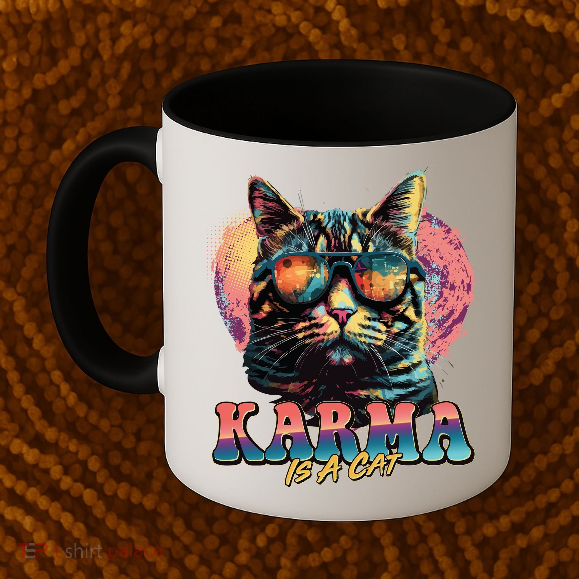 Retro Karma Is A Cat Coffee Mug