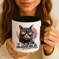 Retro Karma Is A Cat Coffee Mug thumb 3