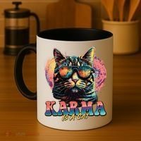 Retro Karma Is A Cat Coffee Mug thumb 4
