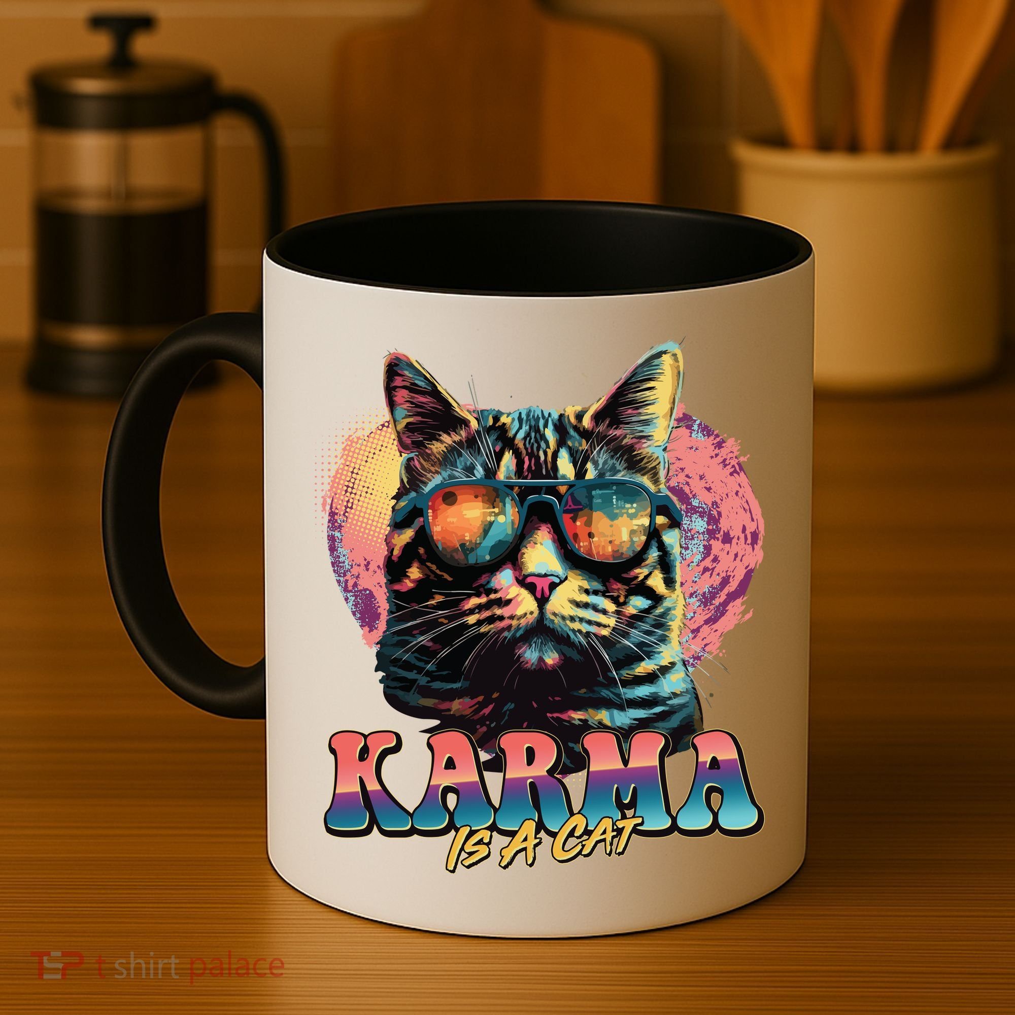 Retro Karma Is A Cat Coffee Mug