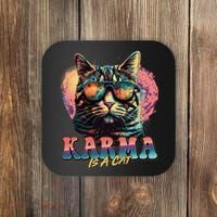 Retro Karma Is A Cat Coaster thumb 0