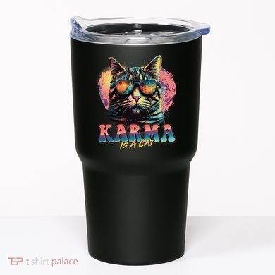 Retro Karma Is A Cat Tumbler