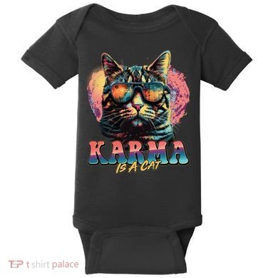 Retro Karma Is A Cat Baby Bodysuit