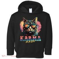 Retro Karma Is A Cat Toddler Hoodie thumb 0