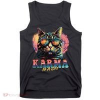Retro Karma Is A Cat Tank Top thumb 0