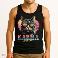 Retro Karma Is A Cat Tank Top thumb 3