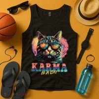 Retro Karma Is A Cat Tank Top thumb 4