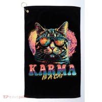 Retro Karma Is A Cat Golf Towel thumb 0