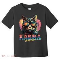 Retro Karma Is A Cat Toddler T-Shirt thumb 0