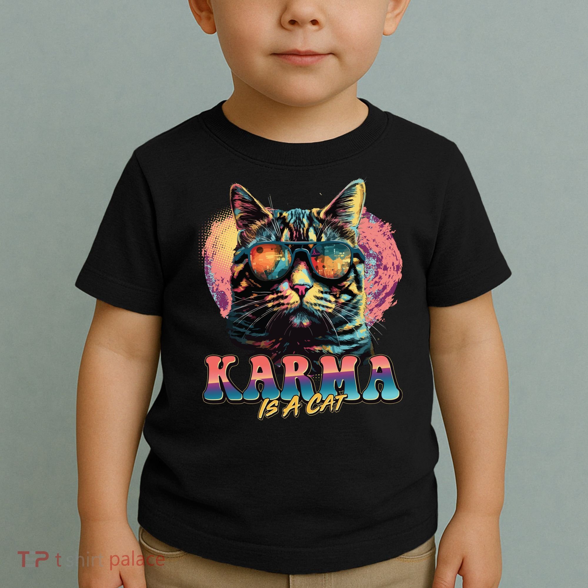 Retro Karma Is A Cat Toddler T-Shirt