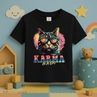 Retro Karma Is A Cat Toddler T-Shirt thumb 3