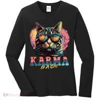 Retro Karma Is A Cat Women's Long Sleeve Shirt thumb 0