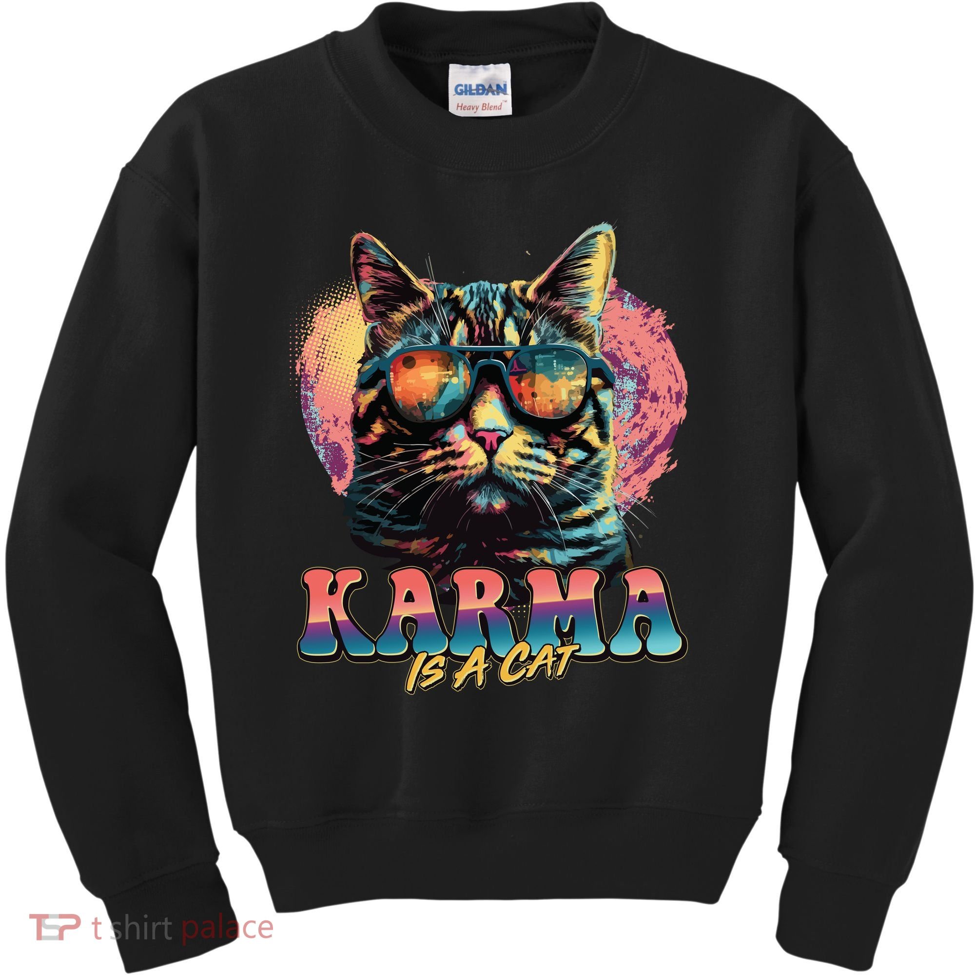 Retro Karma Is A Cat Kids Sweatshirt