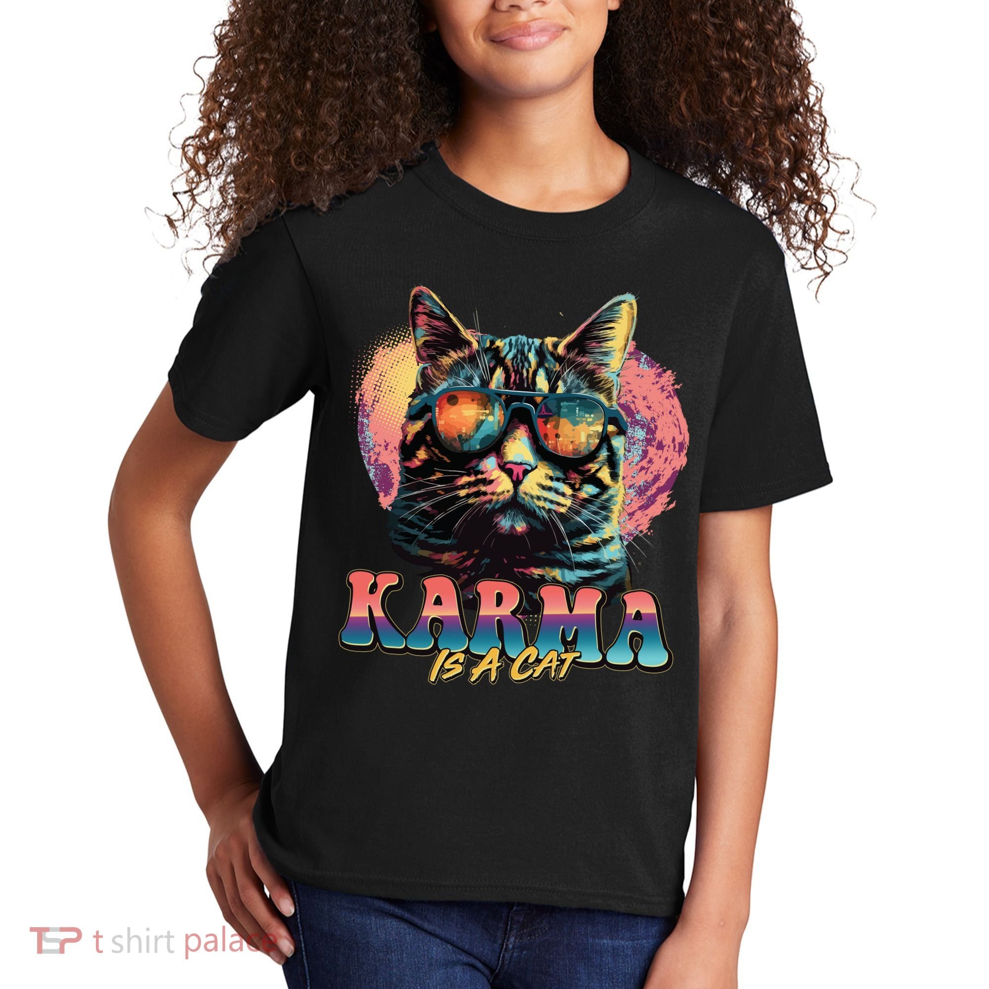 Retro Karma Is A Cat Kids T-Shirt