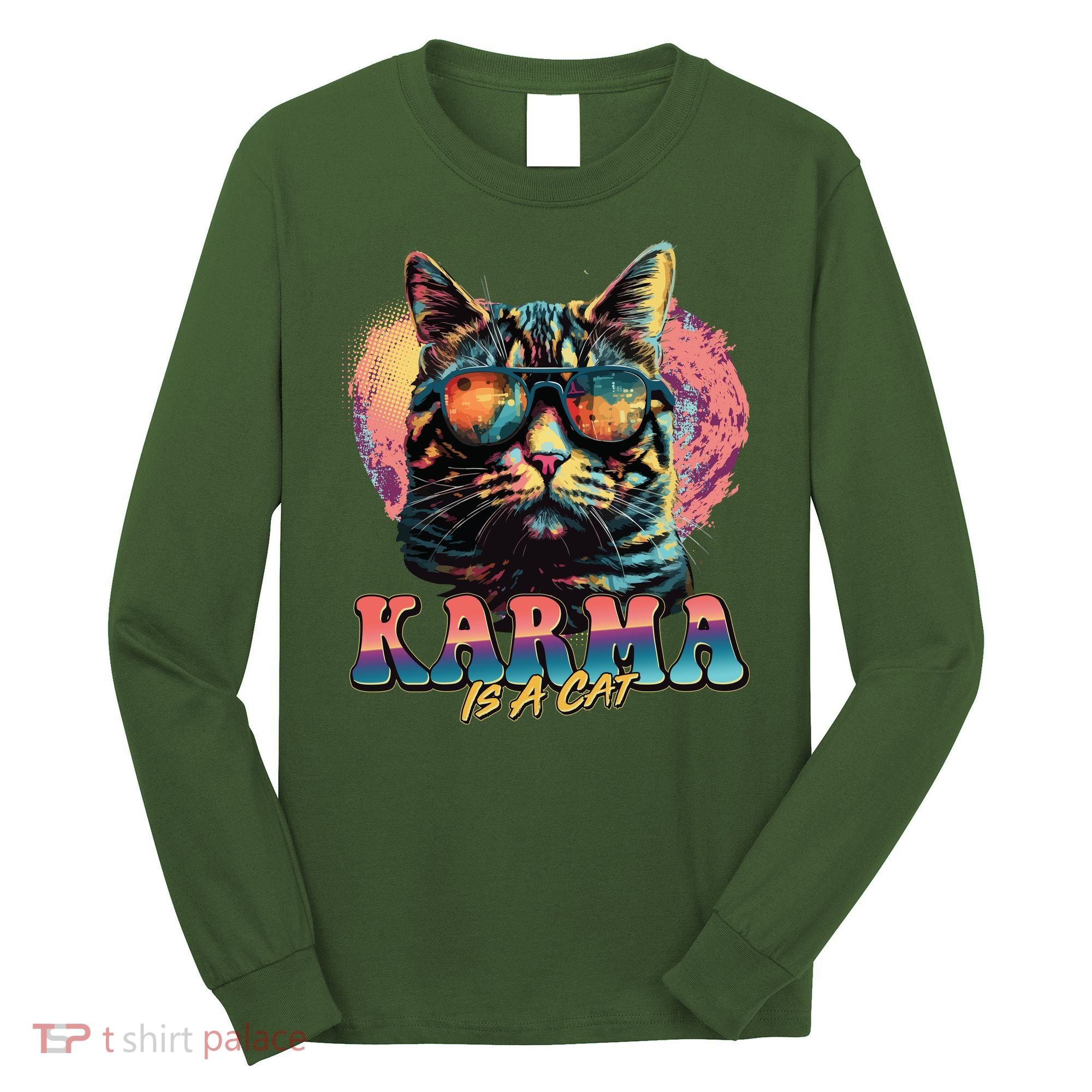 Retro Karma Is A Cat Long Sleeve Shirt