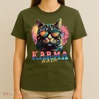 Retro Karma Is A Cat T-Shirt thumb 4