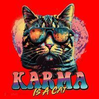 Retro Karma Is A Cat Santa Hat thumb 1