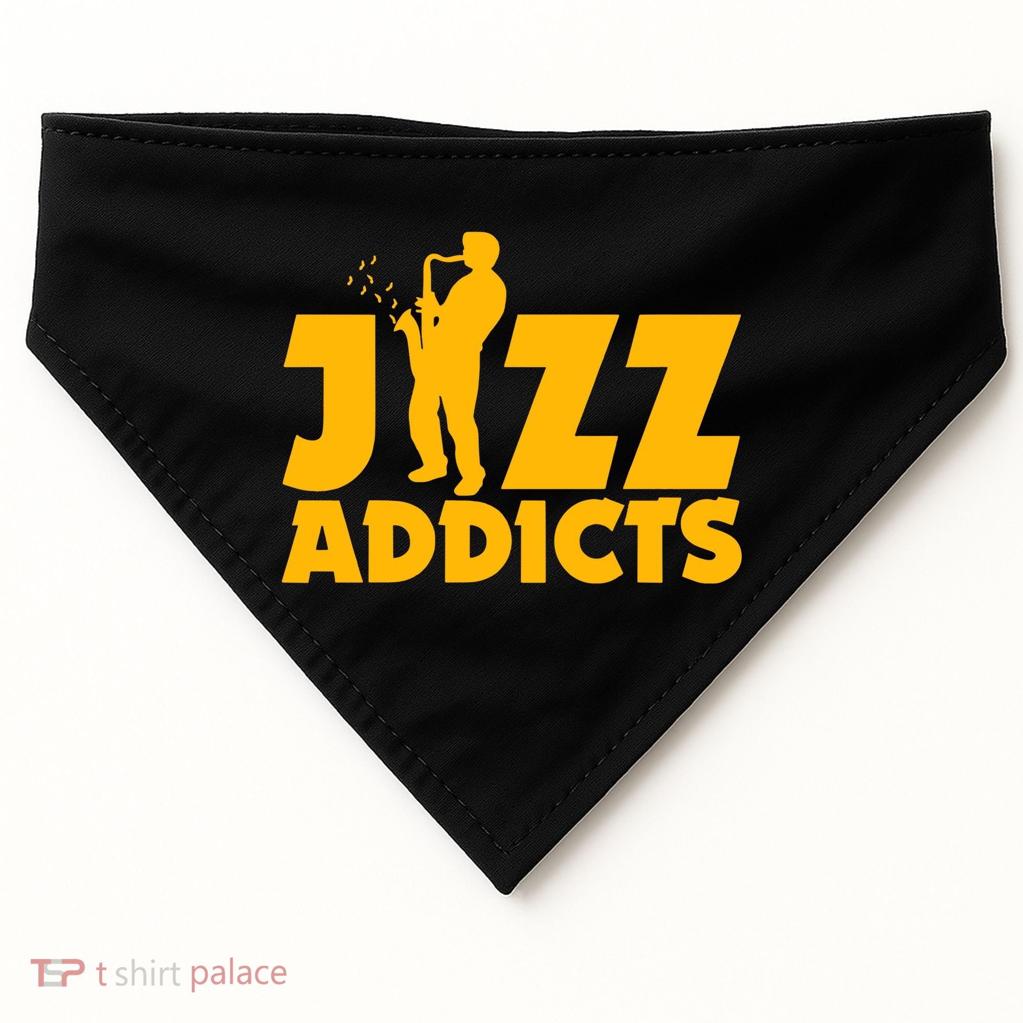 Robert Komaniecki Jazz Addicts With Saxophone USA-Made Doggie Bandana
