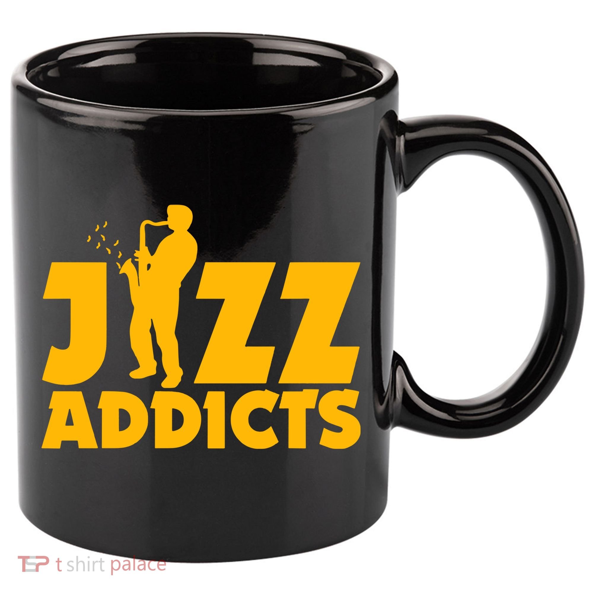 Robert Komaniecki Jazz Addicts With Saxophone 11oz C Handle Ceramic Mug