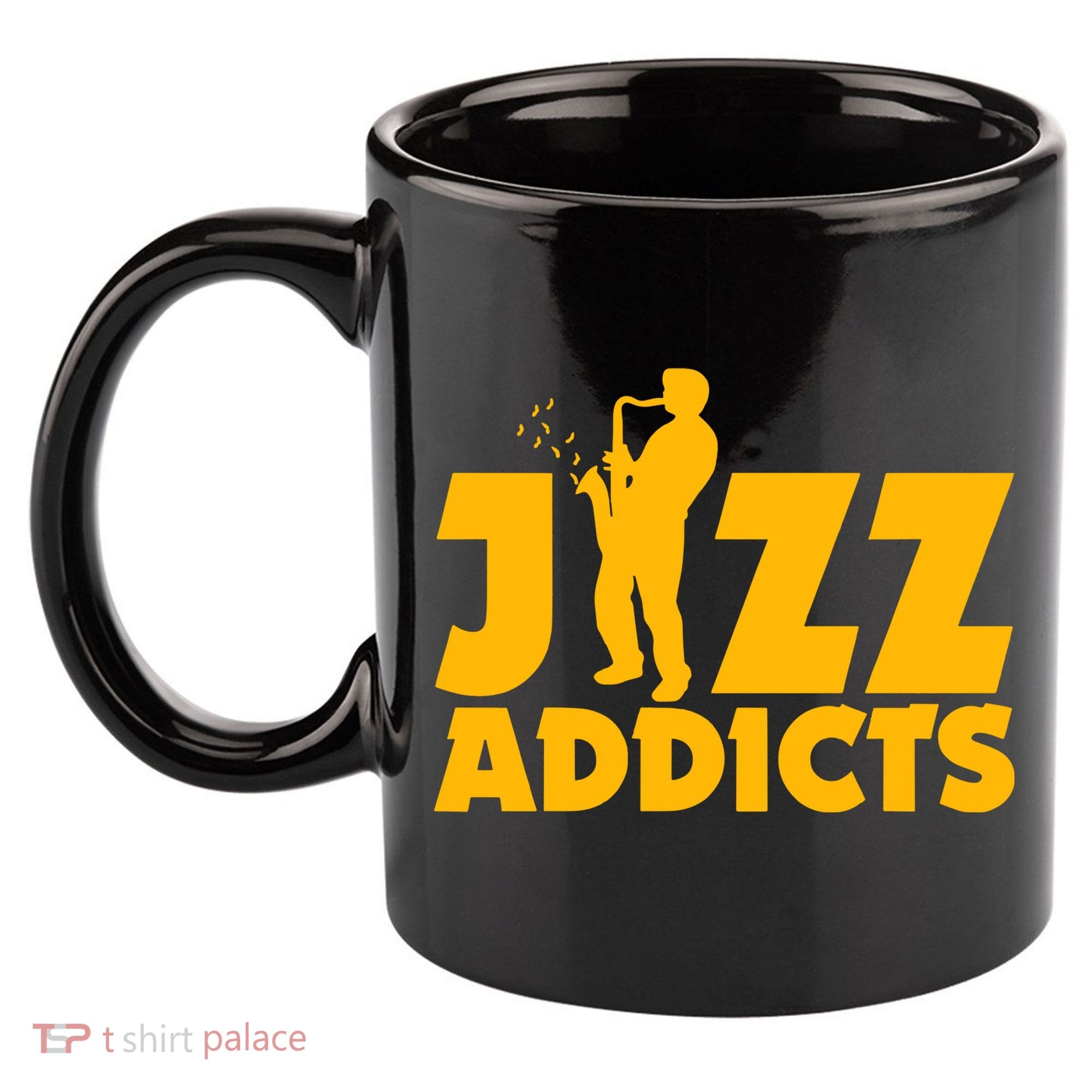 Robert Komaniecki Jazz Addicts With Saxophone 11oz C Handle Ceramic Mug