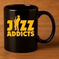 Robert Komaniecki Jazz Addicts With Saxophone 11oz C Handle Ceramic Mug thumb 3