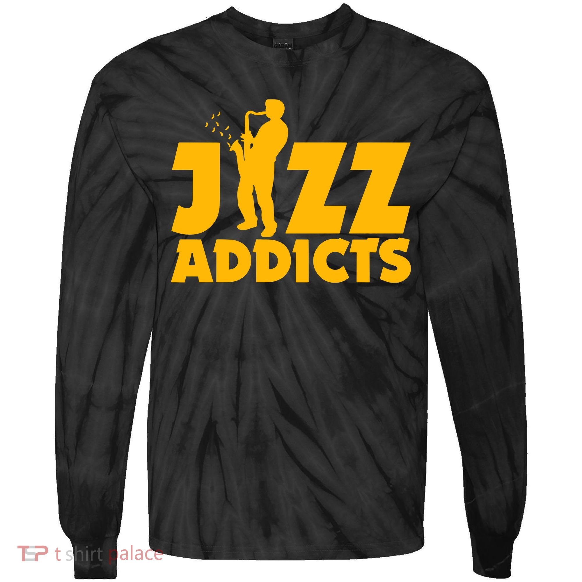 Robert Komaniecki Jazz Addicts With Saxophone Tie-Dye Long Sleeve Shirt